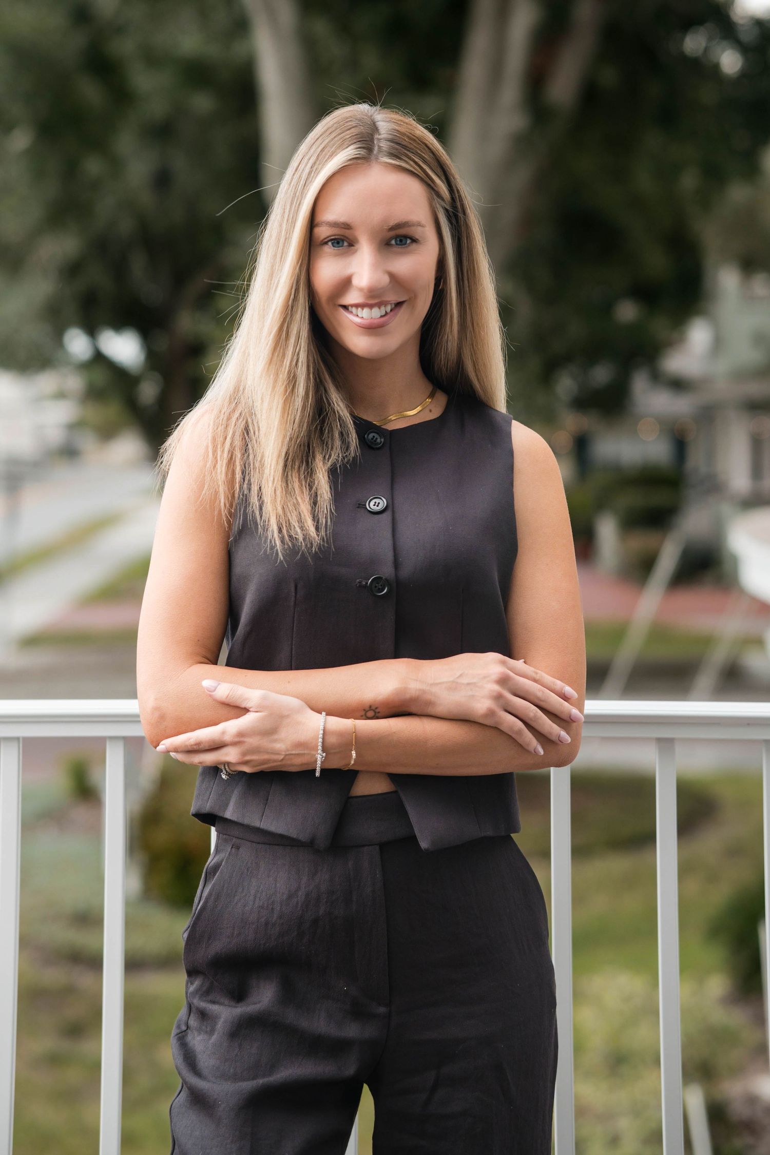 Environmental professional portrait in a black outfit